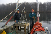 Conducting video-guided grab sampling in the intake channels of the Kensico Reservoir for NYCDEP