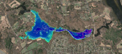 Bathymetric map of shallow reservoirs, Newburyport, MA