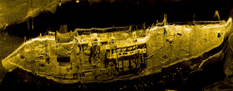 Side Scan Sonar Record of Wreck Used for Archaelogical Inspection